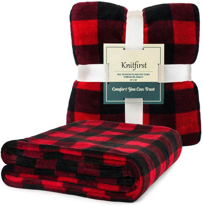 Cozy Plaid Throw Blanket for Sofa and Bed - Soft and Warm