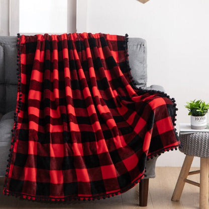 Cozy Plaid Throw Blanket for Sofa and Bed - Soft and Warm