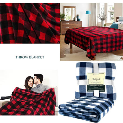 Cozy Plaid Throw Blanket for Sofa and Bed - Soft and Warm