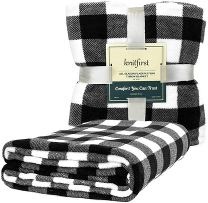 Cozy Plaid Throw Blanket for Sofa and Bed - Soft and Warm