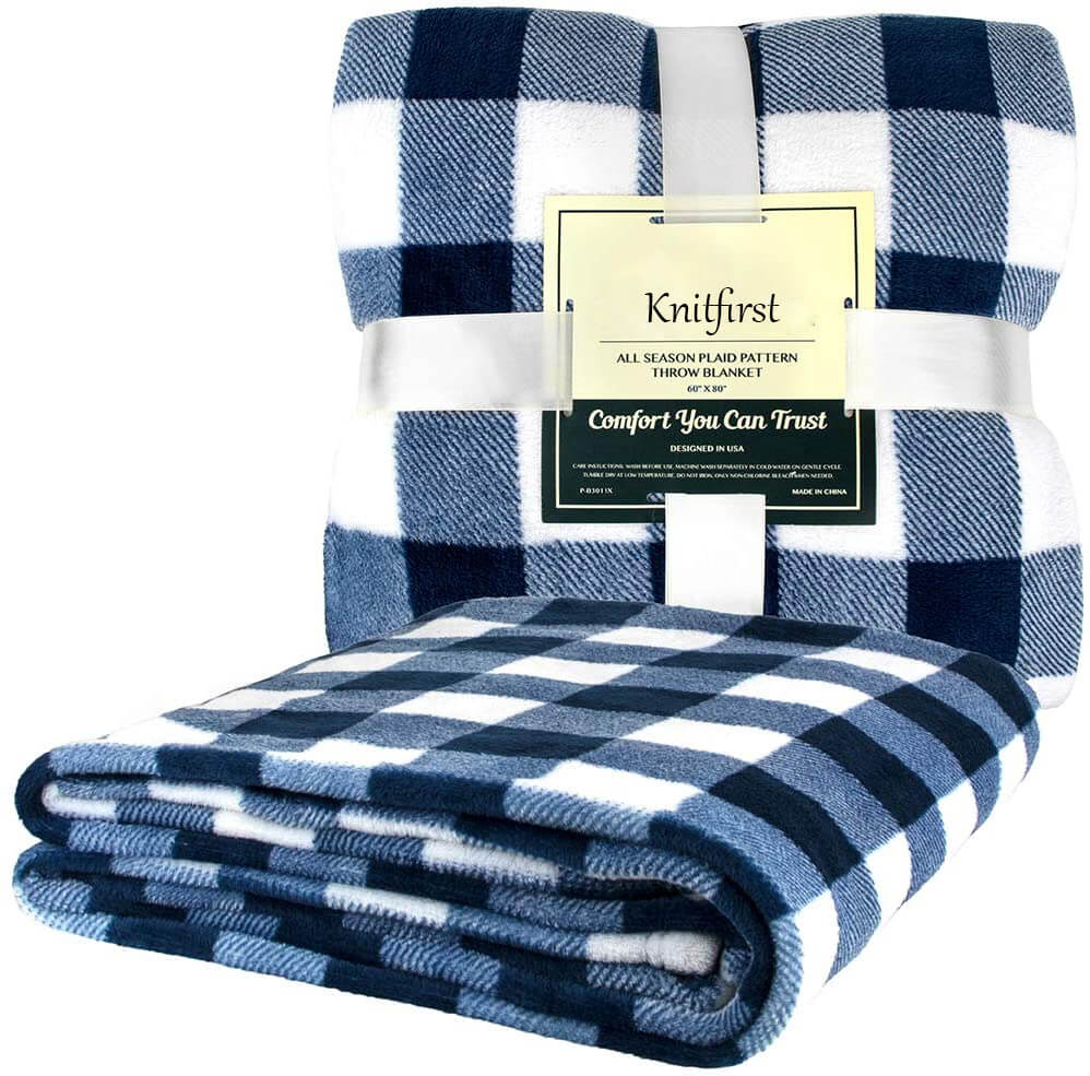 Cozy Plaid Throw Blanket for Sofa and Bed - Soft and Warm