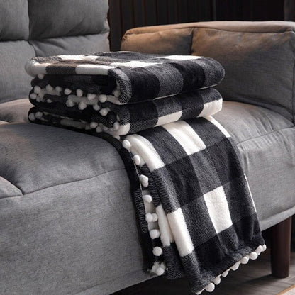 Cozy Plaid Throw Blanket for Sofa and Bed - Soft and Warm