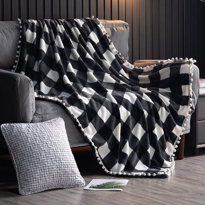 Cozy Plaid Throw Blanket for Sofa and Bed - Soft and Warm