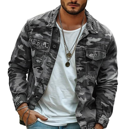 Veste réversible homme en toile camouflage rétro