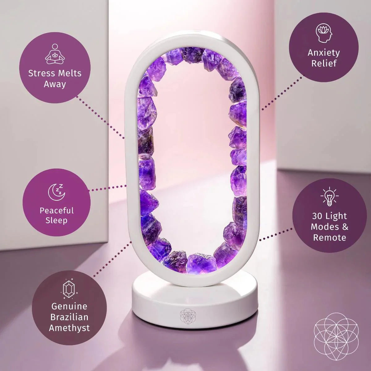 Amethyst Night Lamp for Stress Relief and Relaxation - Healing Crystal Light