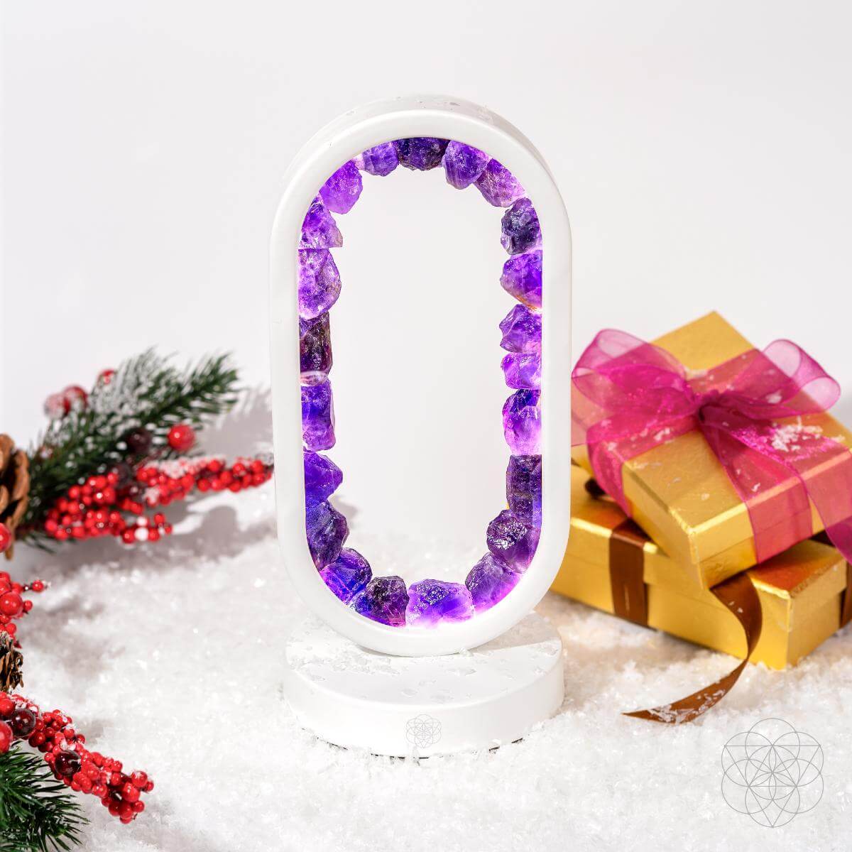 Amethyst Night Lamp for Stress Relief and Relaxation - Healing Crystal Light