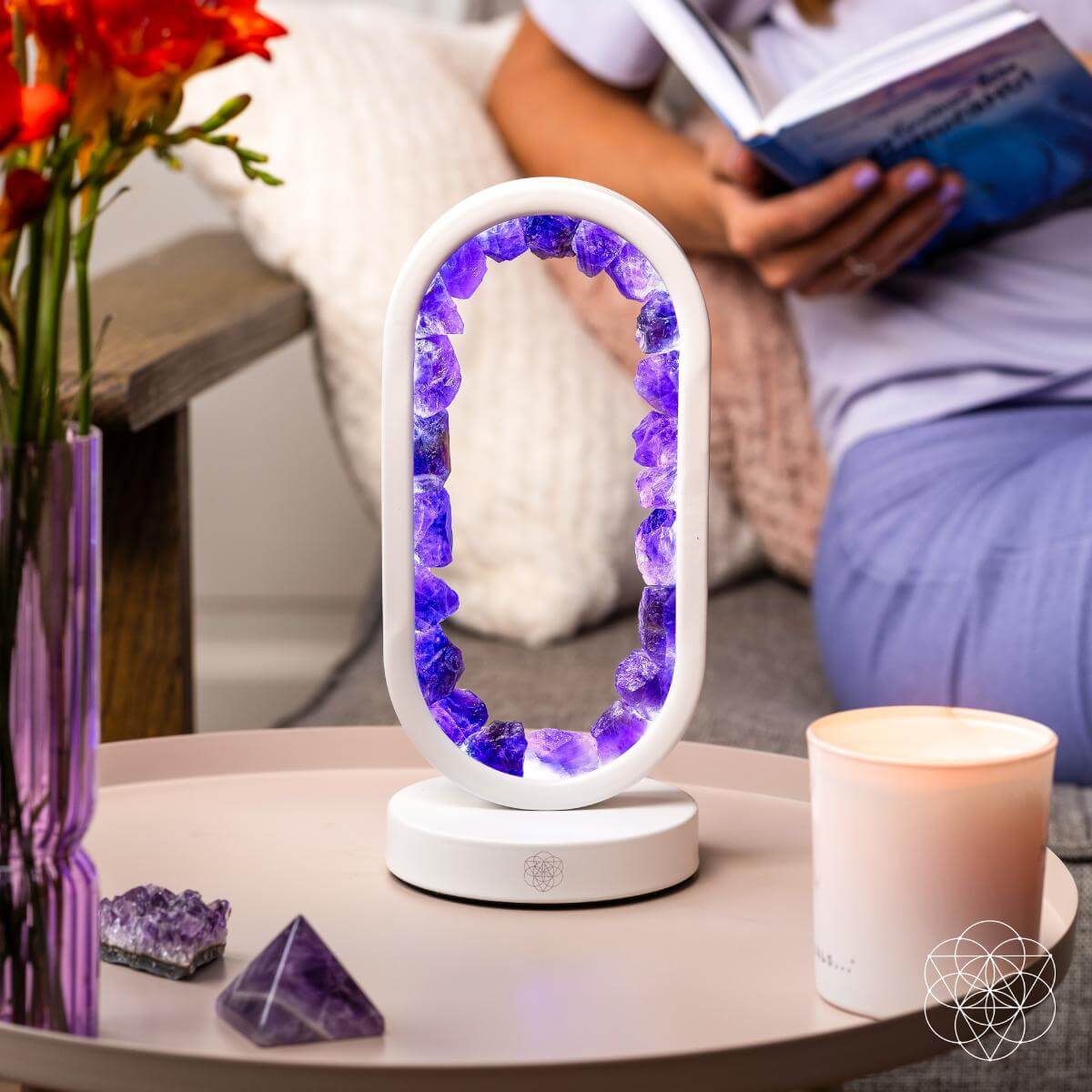 Amethyst Night Lamp for Stress Relief and Relaxation - Healing Crystal Light