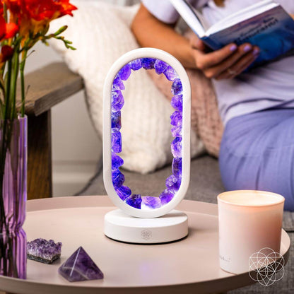Amethyst Night Lamp for Stress Relief and Relaxation - Healing Crystal Light