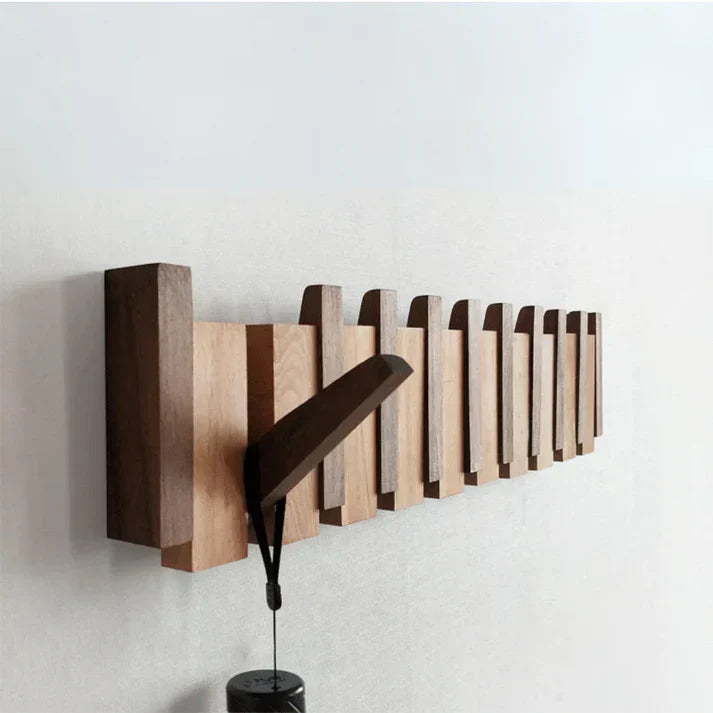 Wooden Wall-Mounted Coat Rack – Stylish Piano Style Hanger for Entryway