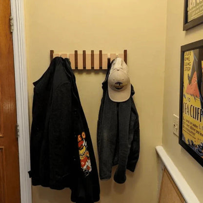Wooden Wall-Mounted Coat Rack – Stylish Piano Style Hanger for Entryway