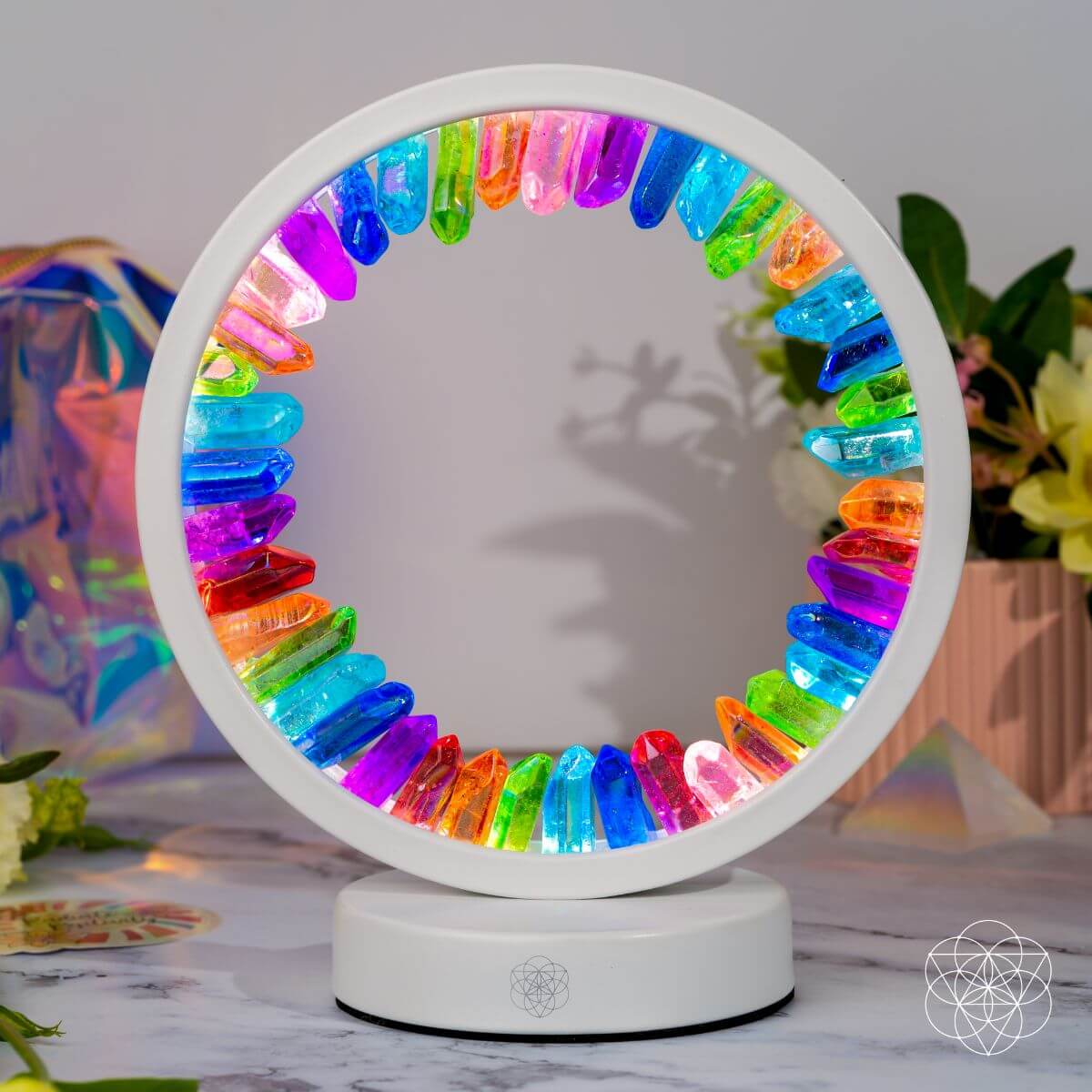 Clear Quartz Night Lamp - Rainbow After the Storm Crystal Healing Light