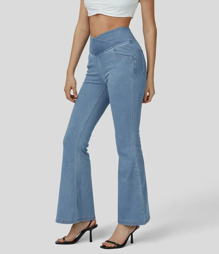 ElsaShape Jeans haute taille avec bande croisée - Look naturel 