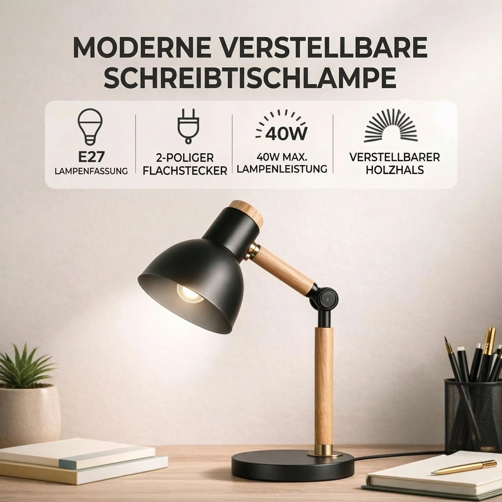 Holz Schreibtischlampe | Tischlampe | WoodLight