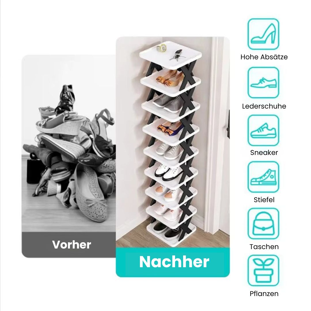 Schmaler Schuhregal | Schlanker Schuhorganizer | Hoch und platzsparend | ShoeTower