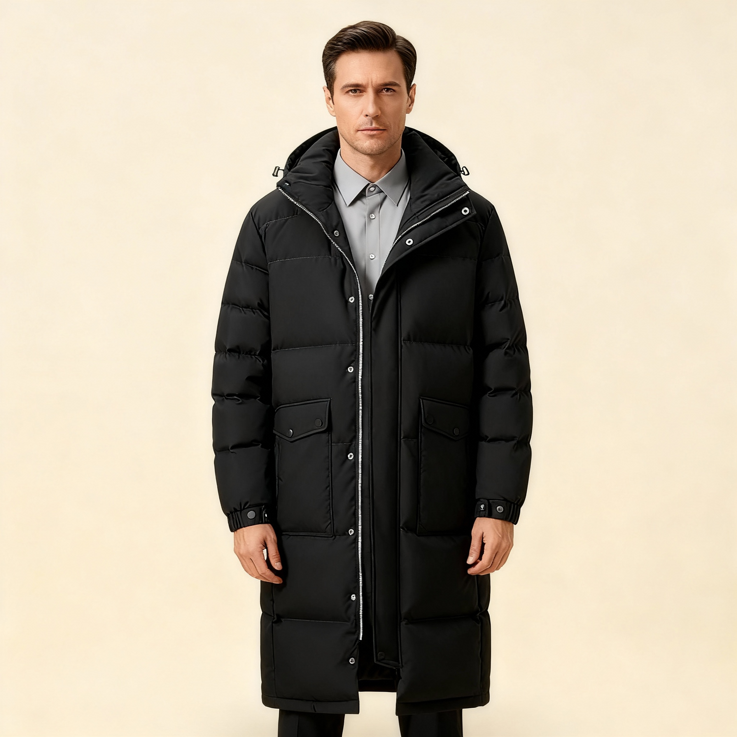 Herren Langer Puffer Parka Hiver