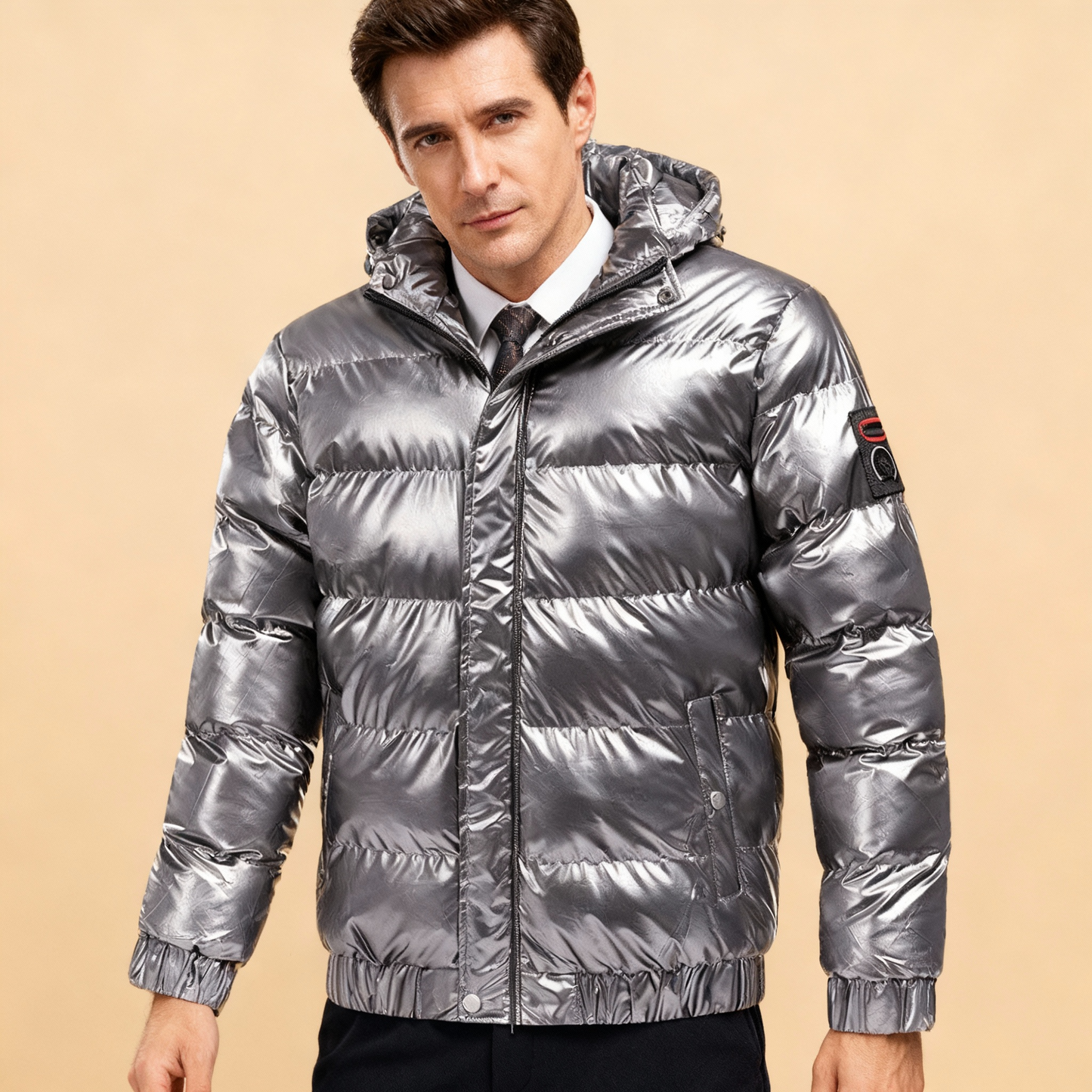 Winddichte Herren-Pufferjacke – Gestepptes, isoliertes Obermaterial