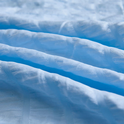 Parure de lit en coton seersucker doux - Gris - Tailles : Grand, Queen, King