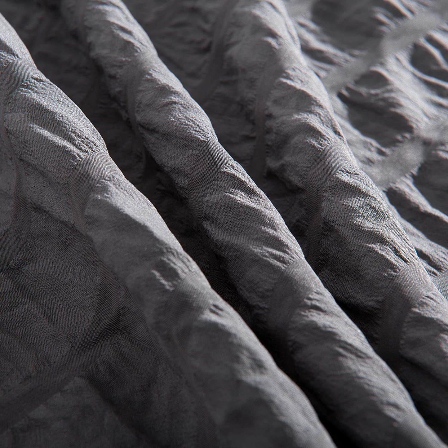 Parure de lit en coton seersucker doux - Gris - Tailles : Grand, Queen, King