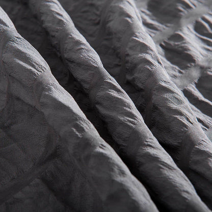 Parure de lit en coton seersucker doux - Gris - Tailles : Grand, Queen, King