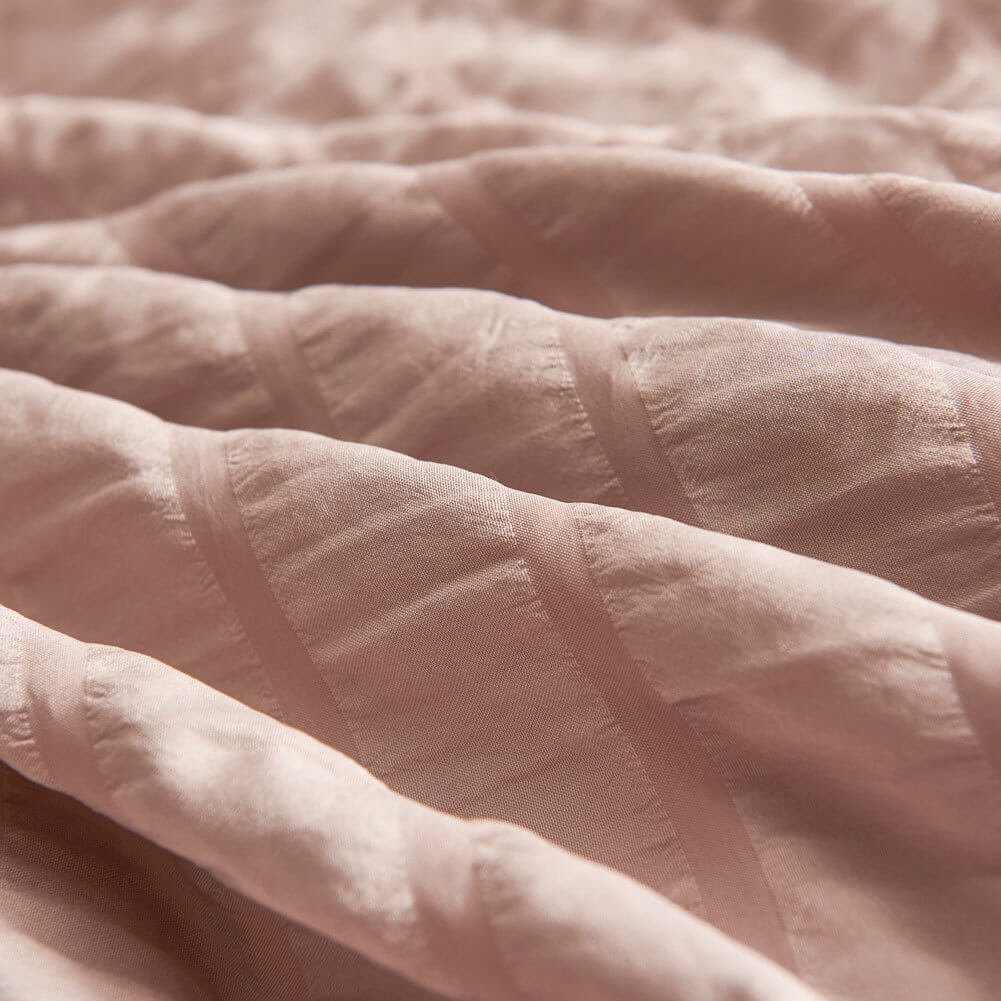 Parure de lit en coton seersucker doux - Gris - Tailles : Grand, Queen, King