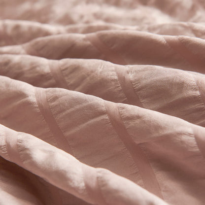 Parure de lit en coton seersucker doux - Gris - Tailles : Grand, Queen, King