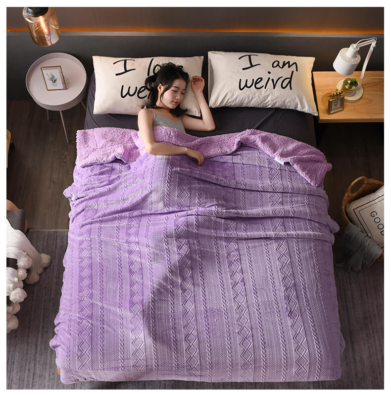 Couverture polaire sherpa douce et moelleuse, format double/queen