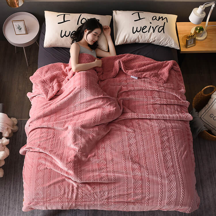 Couverture polaire sherpa douce et moelleuse, format double/queen