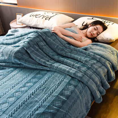 Couverture polaire sherpa douce et moelleuse, format double/queen