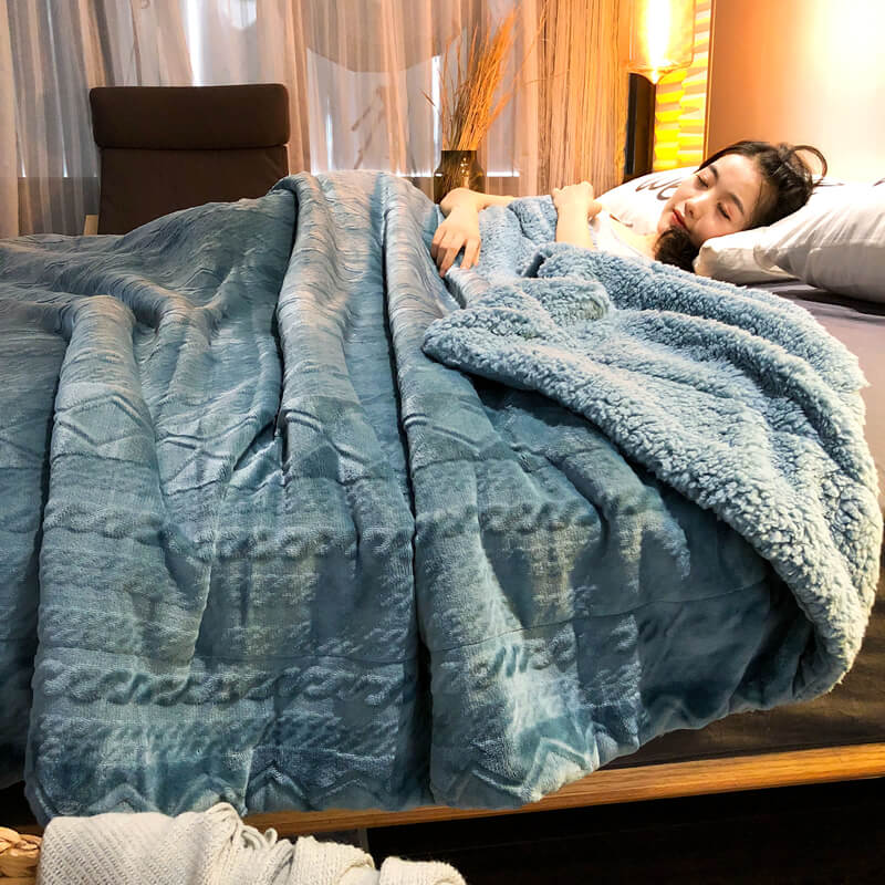 Couverture polaire sherpa douce et moelleuse, format double/queen