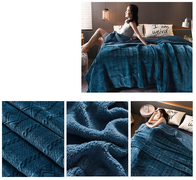 Couverture polaire sherpa douce et moelleuse, format double/queen