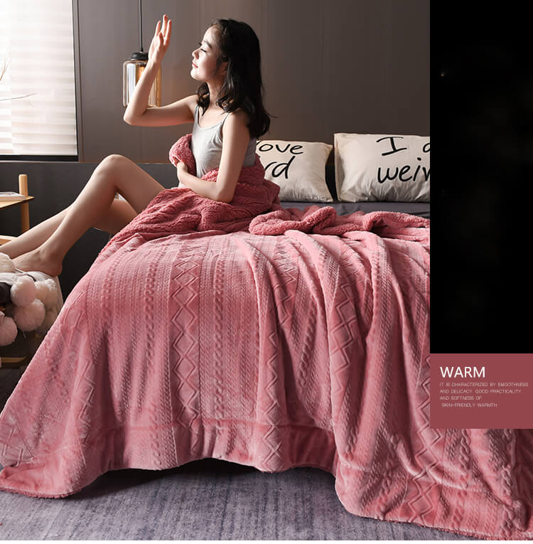 Couverture polaire sherpa douce et moelleuse, format double/queen