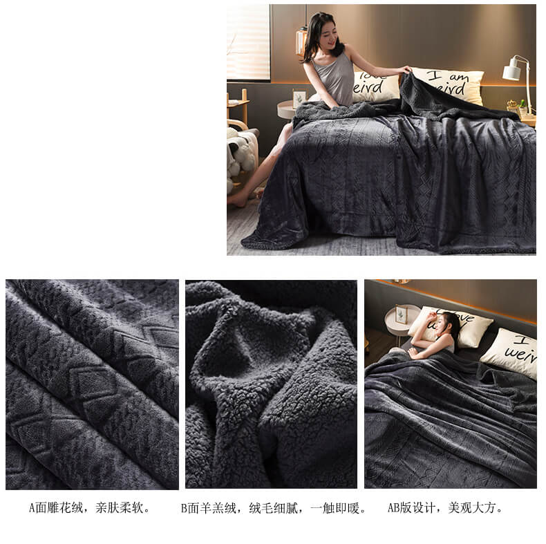 Couverture polaire sherpa douce et moelleuse, format double/queen