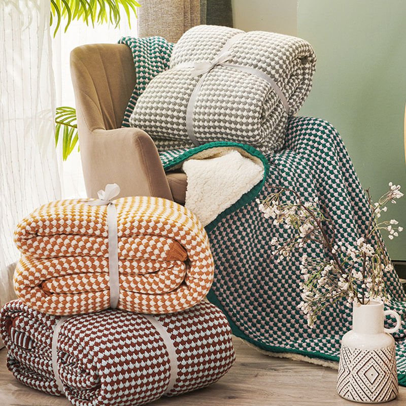 Couverture en laine sherpa à grosse maille douce pour une décoration intérieure confortable
