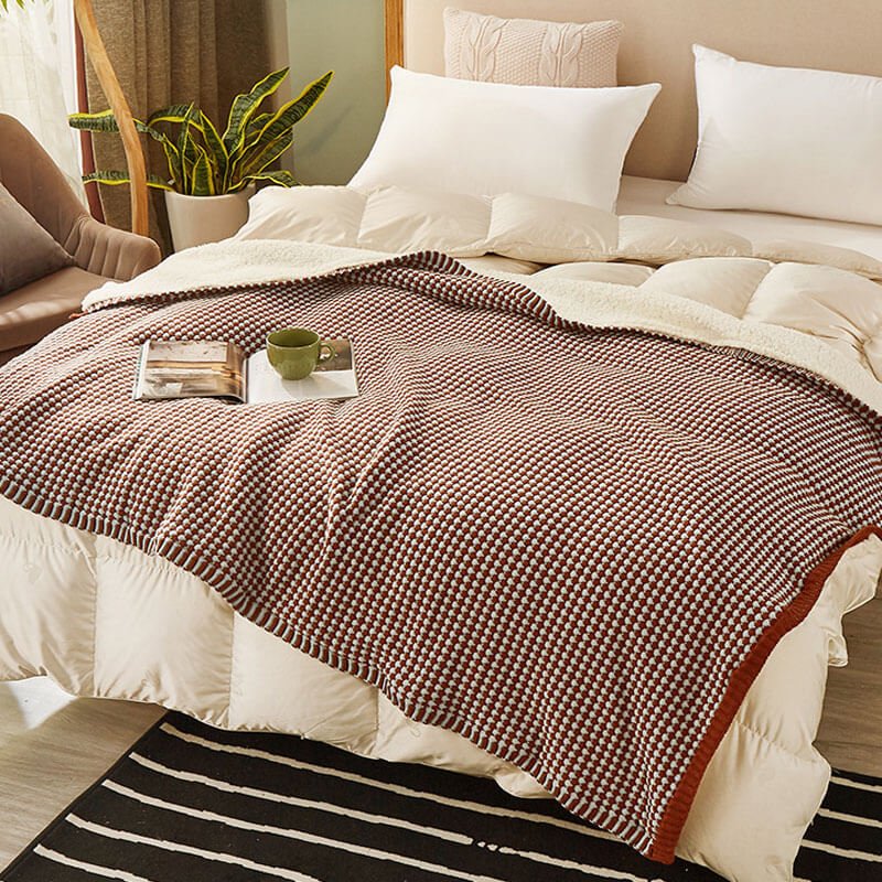 Couverture en laine sherpa à grosse maille douce pour une décoration intérieure confortable