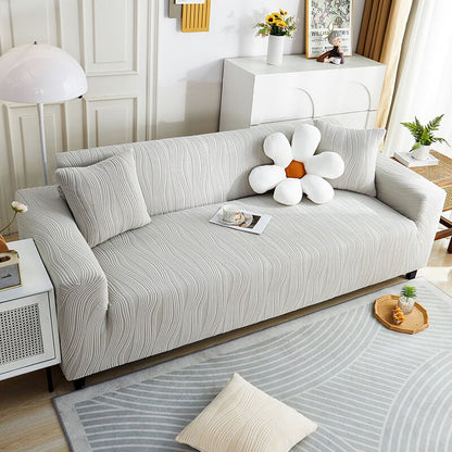 Housse de canapé extensible en jacquard, lavable, pour animaux et enfants