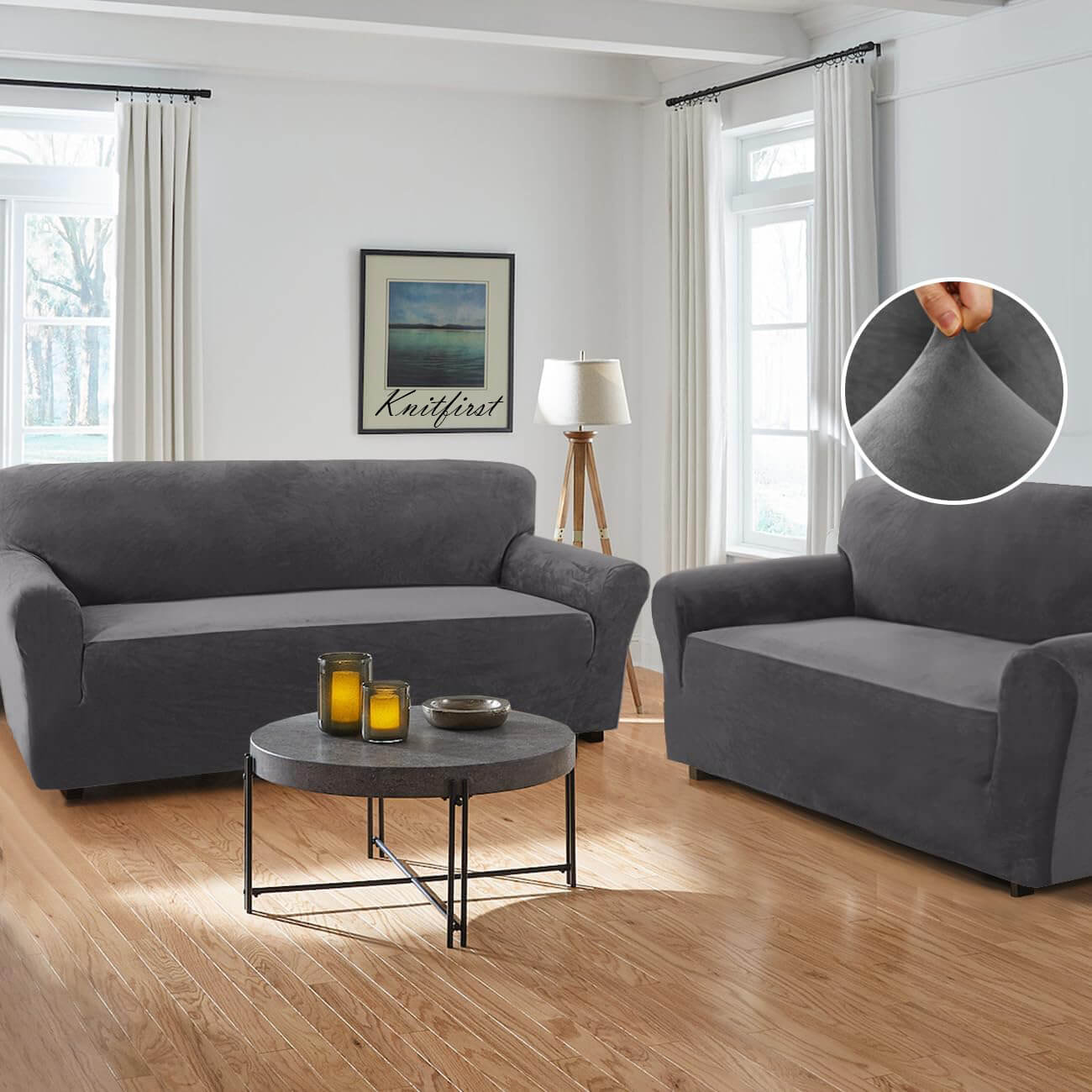 Housse de canapé extensible en jacquard, lavable, pour animaux et enfants