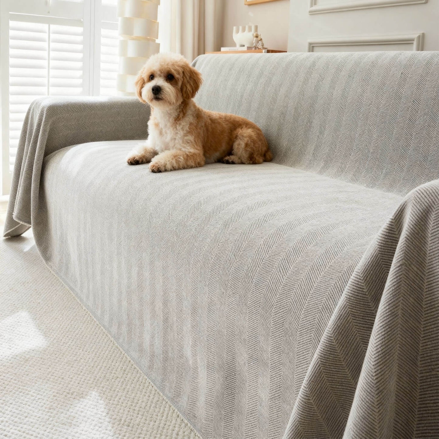 Geometric Sofa Cover for Dogs - Pet Couch Protector for 3-Seater Sofa