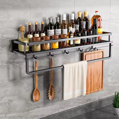 Compact Kitchen Wall Organizer with Towel Holder - Space-Saving Shelf