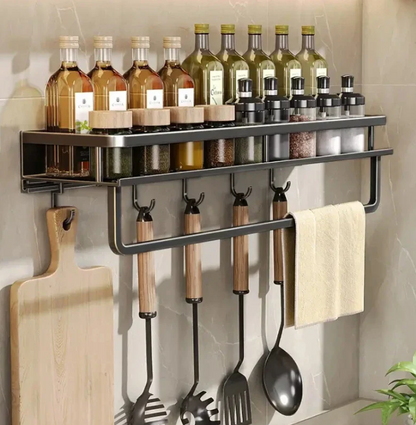 Compact Kitchen Wall Organizer with Towel Holder - Space-Saving Shelf