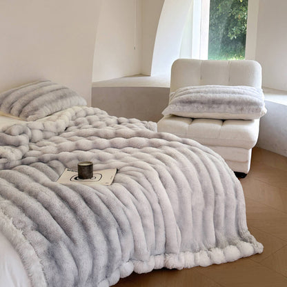 Plaid en fausse fourrure douce et luxueuse - Couverture moelleuse et moelleuse pour canapé