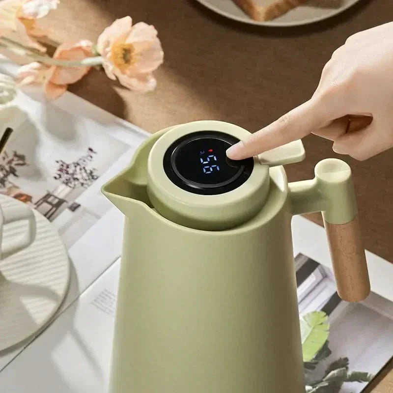 Thermokanne mit Temperaturanzeige | Isolierkanne 1 Liter für Kaffee & Tee | Heatina