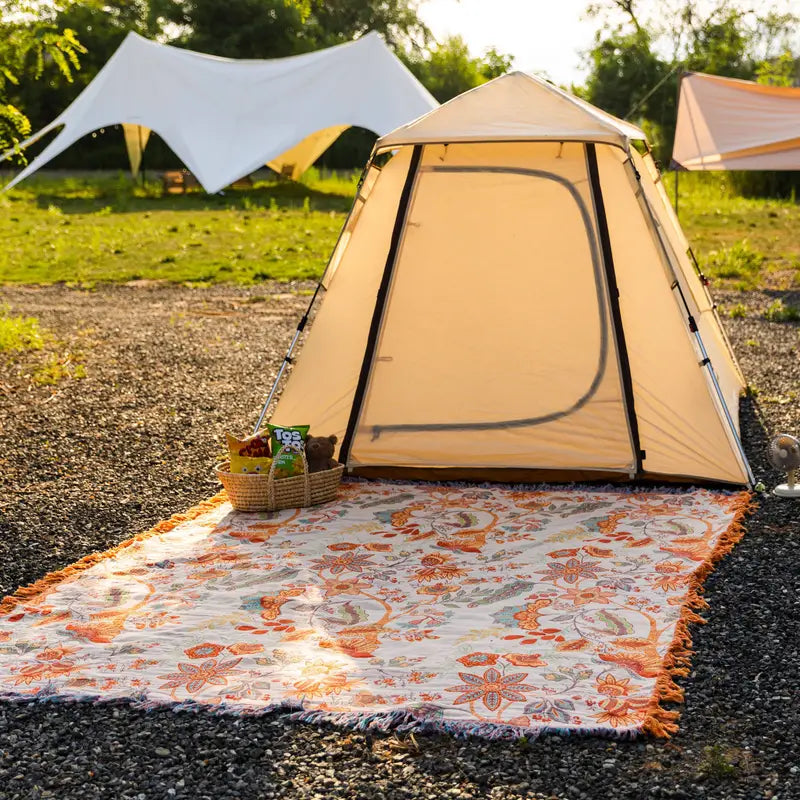 Boho Floral Cotton Throw Blanket | Rustic Home Decor Blanket