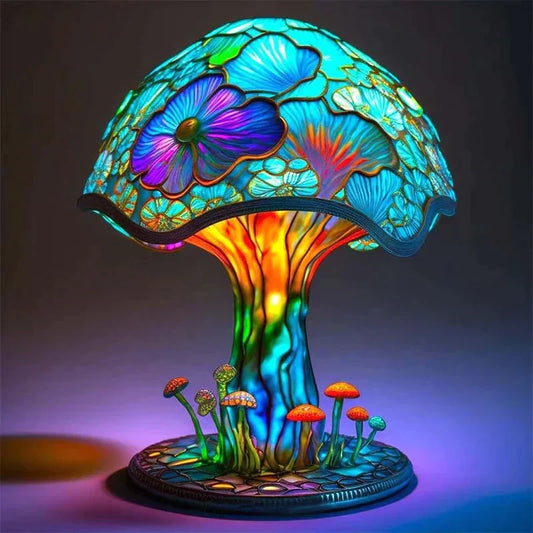Stained Glass Table Lamp – Colourful Fantasy Lighting for Home Decor