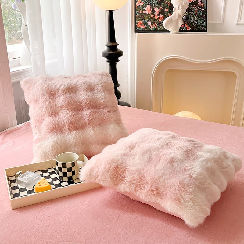 Plaid en fausse fourrure de lapin moelleuse de luxe - Ultra doux et confortable