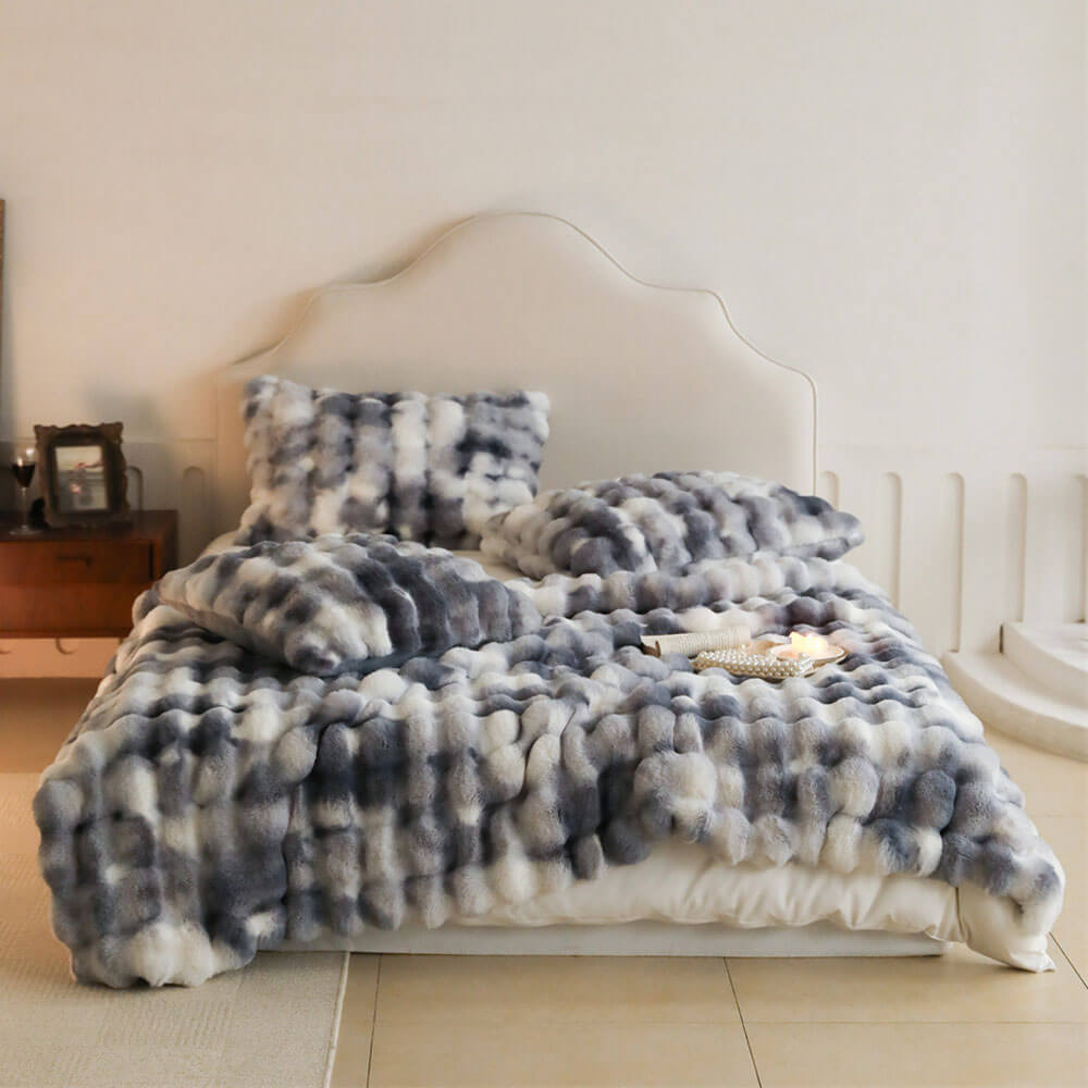 Plaid en fausse fourrure de lapin moelleuse de luxe - Ultra doux et confortable