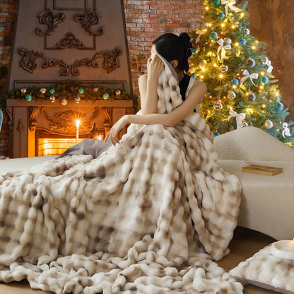 Plaid en fausse fourrure de lapin moelleuse de luxe - Ultra doux et confortable