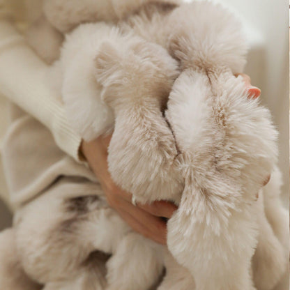 Plaid en fausse fourrure de lapin moelleuse de luxe - Ultra doux et confortable