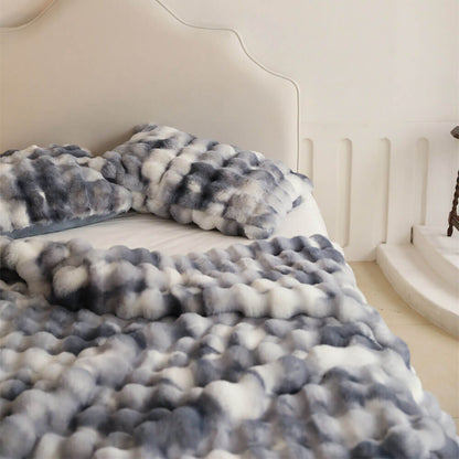 Plaid en fausse fourrure de lapin moelleuse de luxe - Ultra doux et confortable