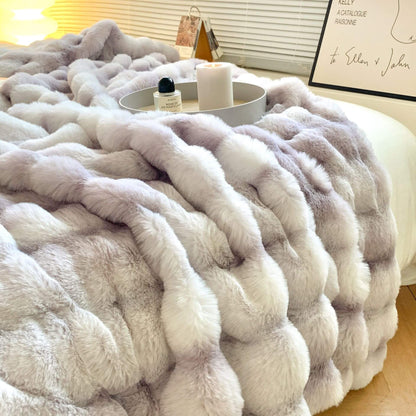 Plaid en fausse fourrure de lapin moelleuse de luxe - Ultra doux et confortable