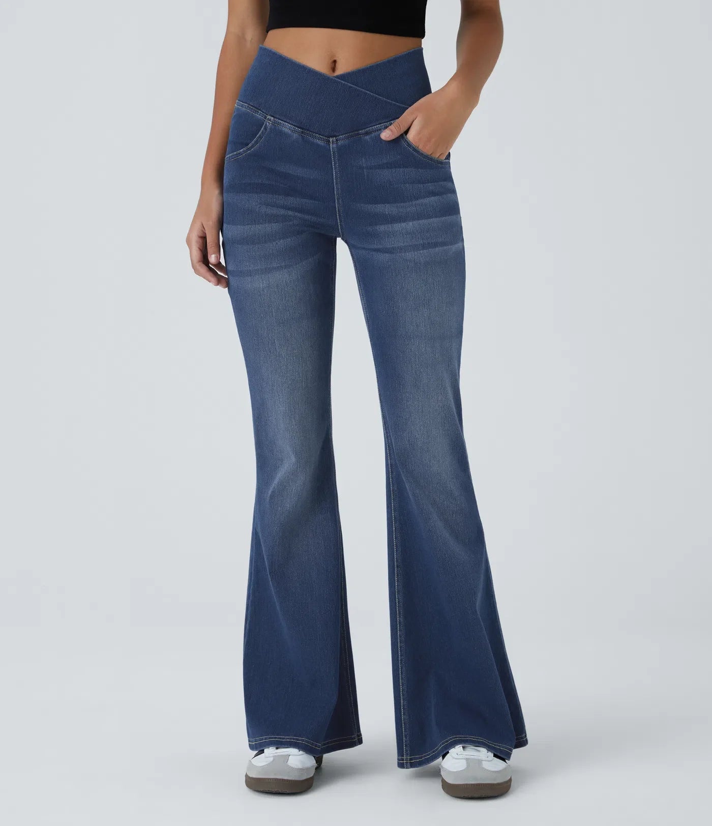 ElsaShape Jeans haute taille avec bande croisée - Look naturel 